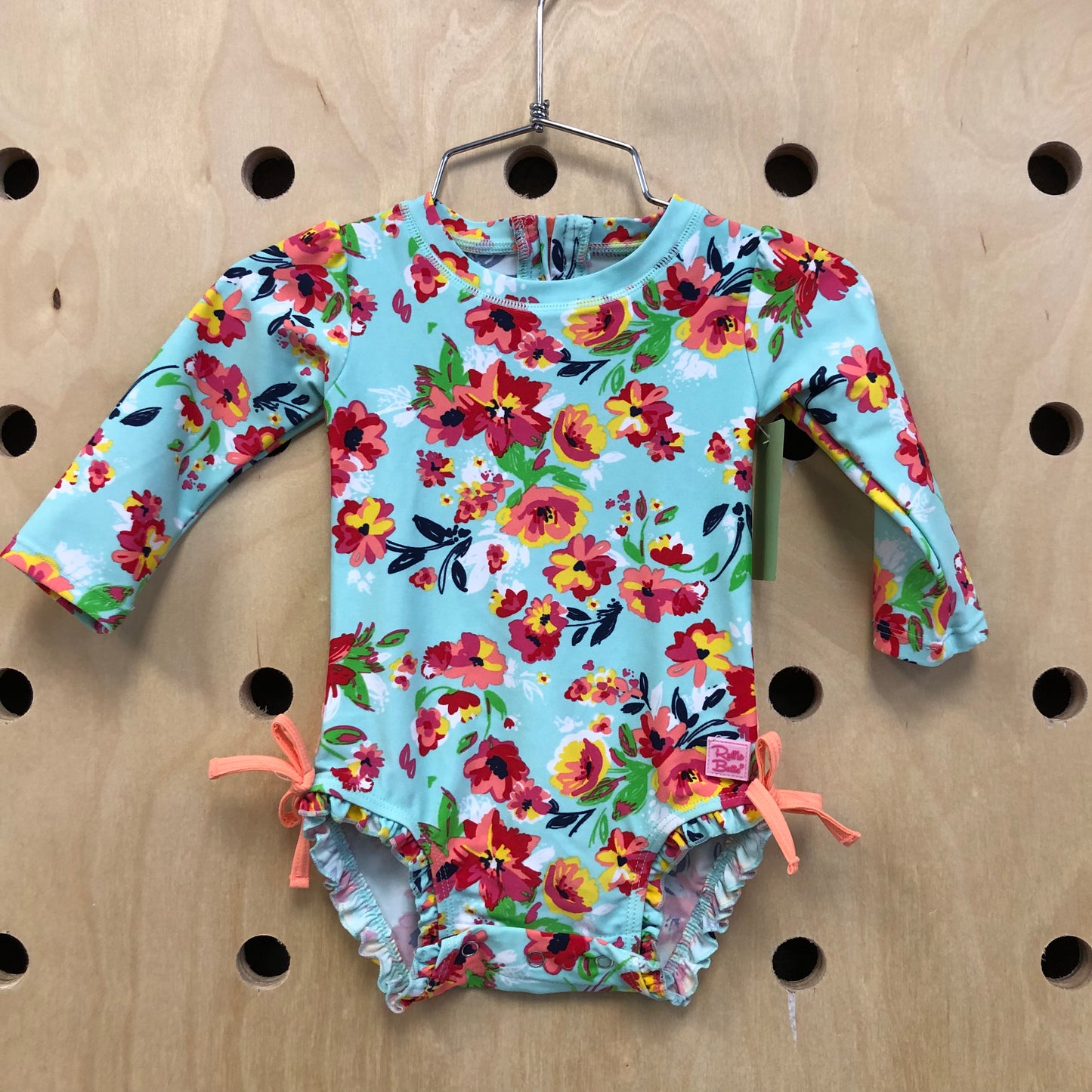 Blue Floral Ruffle Swimsuit