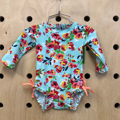 Blue Floral Ruffle Swimsuit