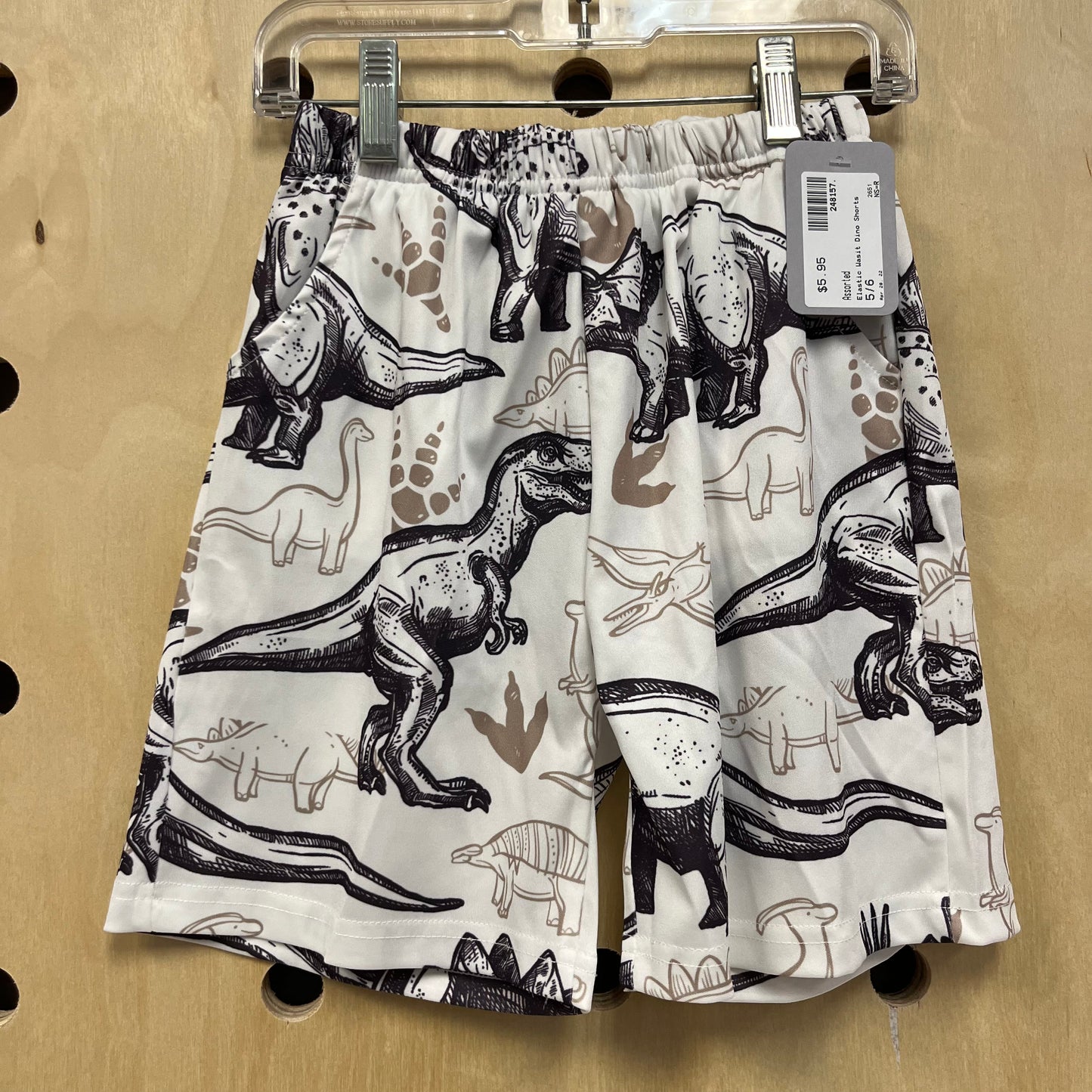 Elastic Waist Dino Shorts