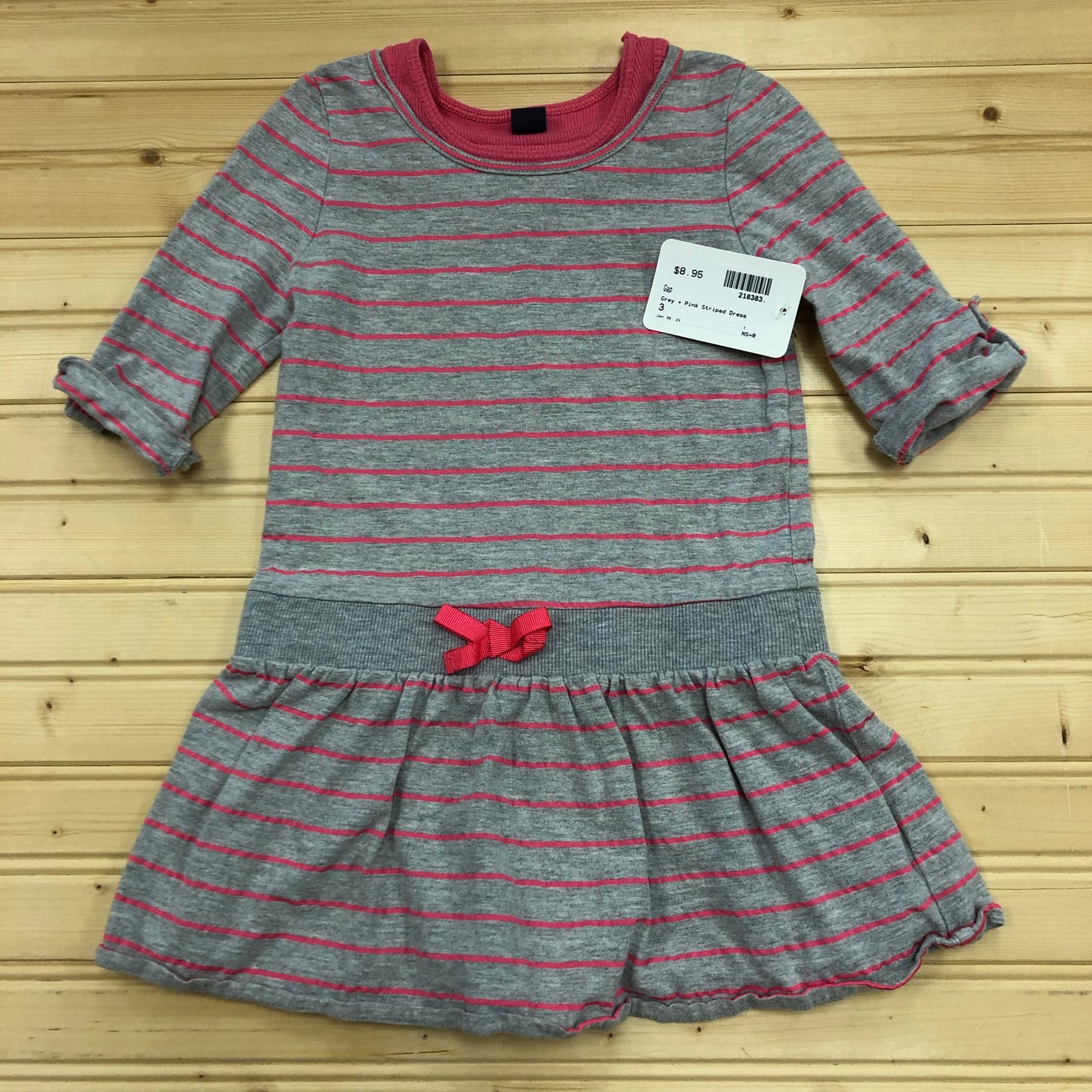 Grey + Pink Striped Dress