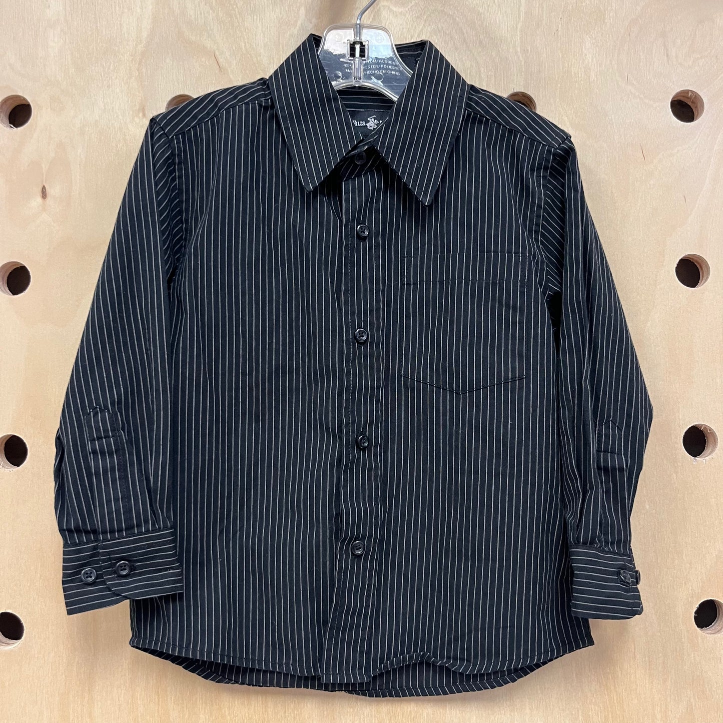 Black Pinstriped Button Up