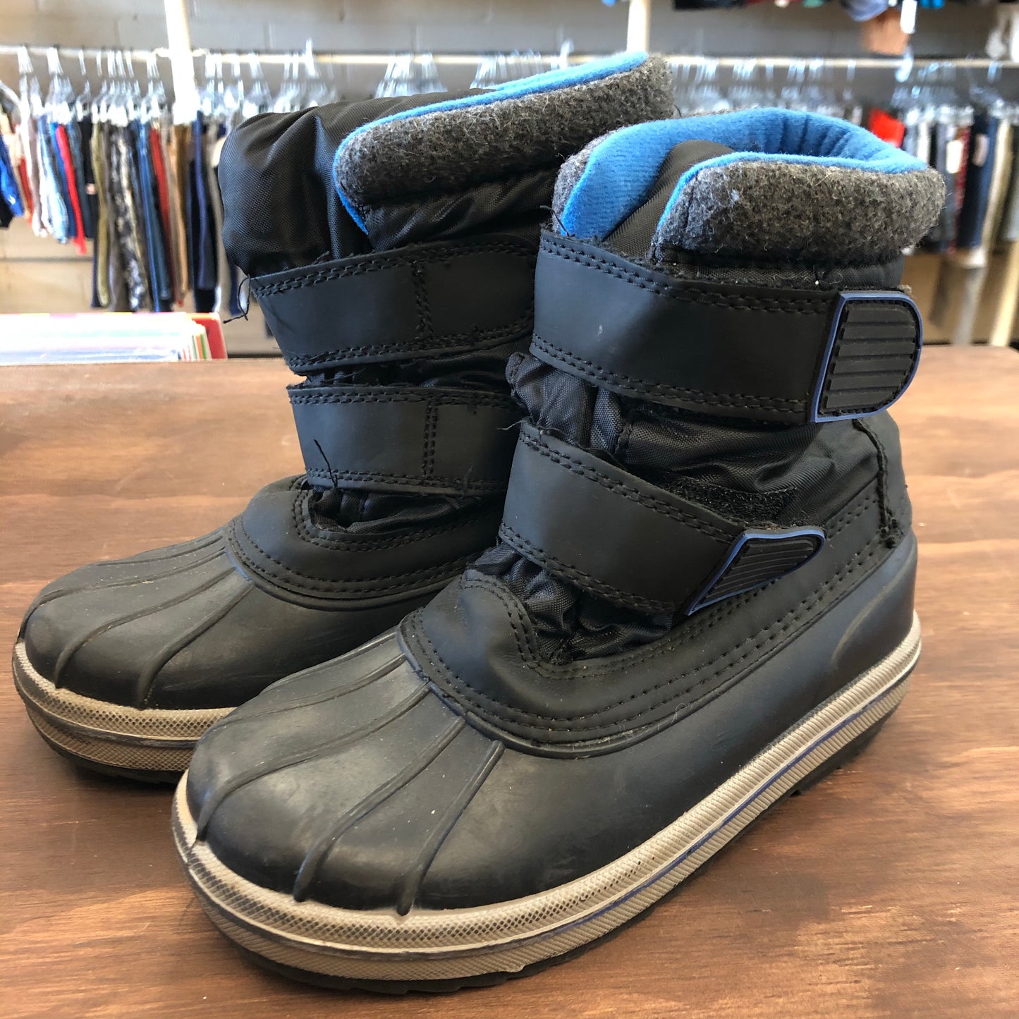 Black & Blue Velcro Snow Boots