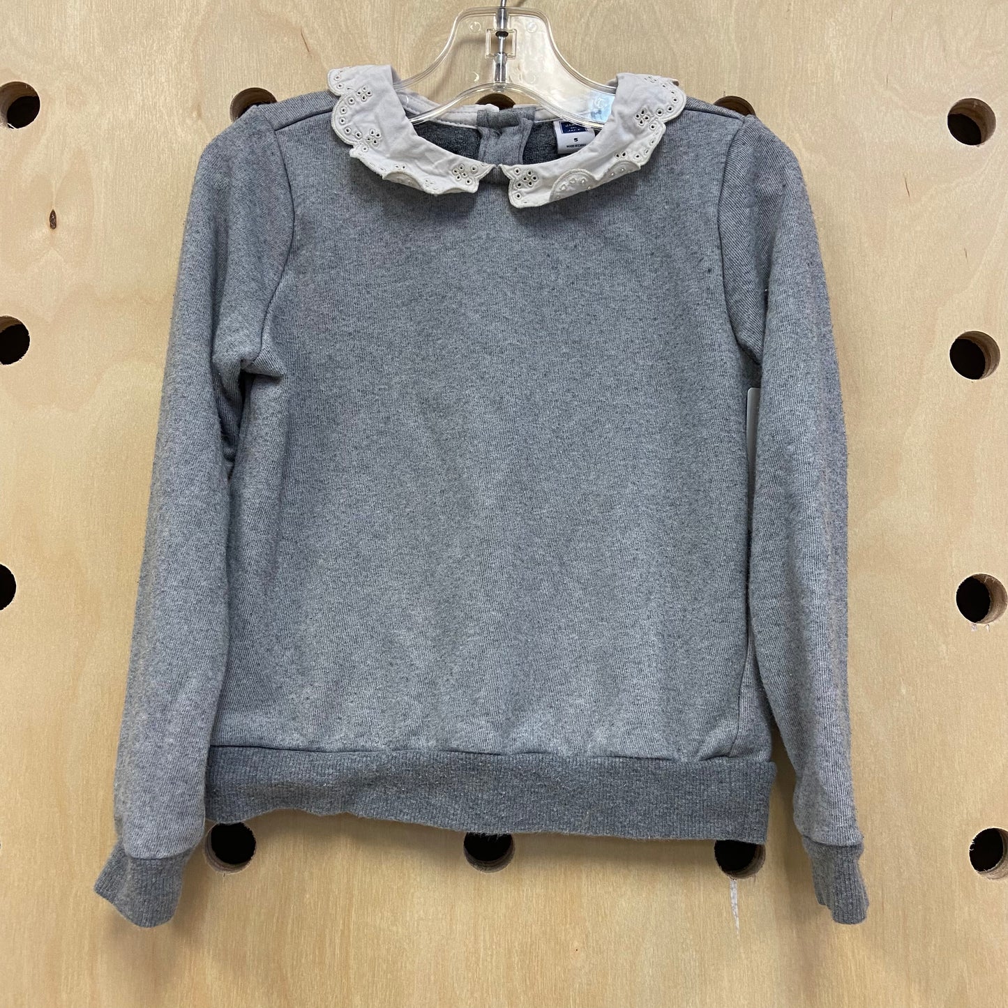 Grey/White Eyelit Collar Top