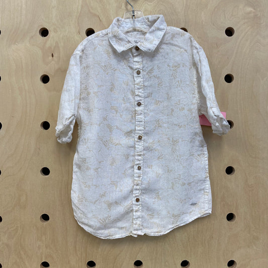 White + Tan Linen Shirt