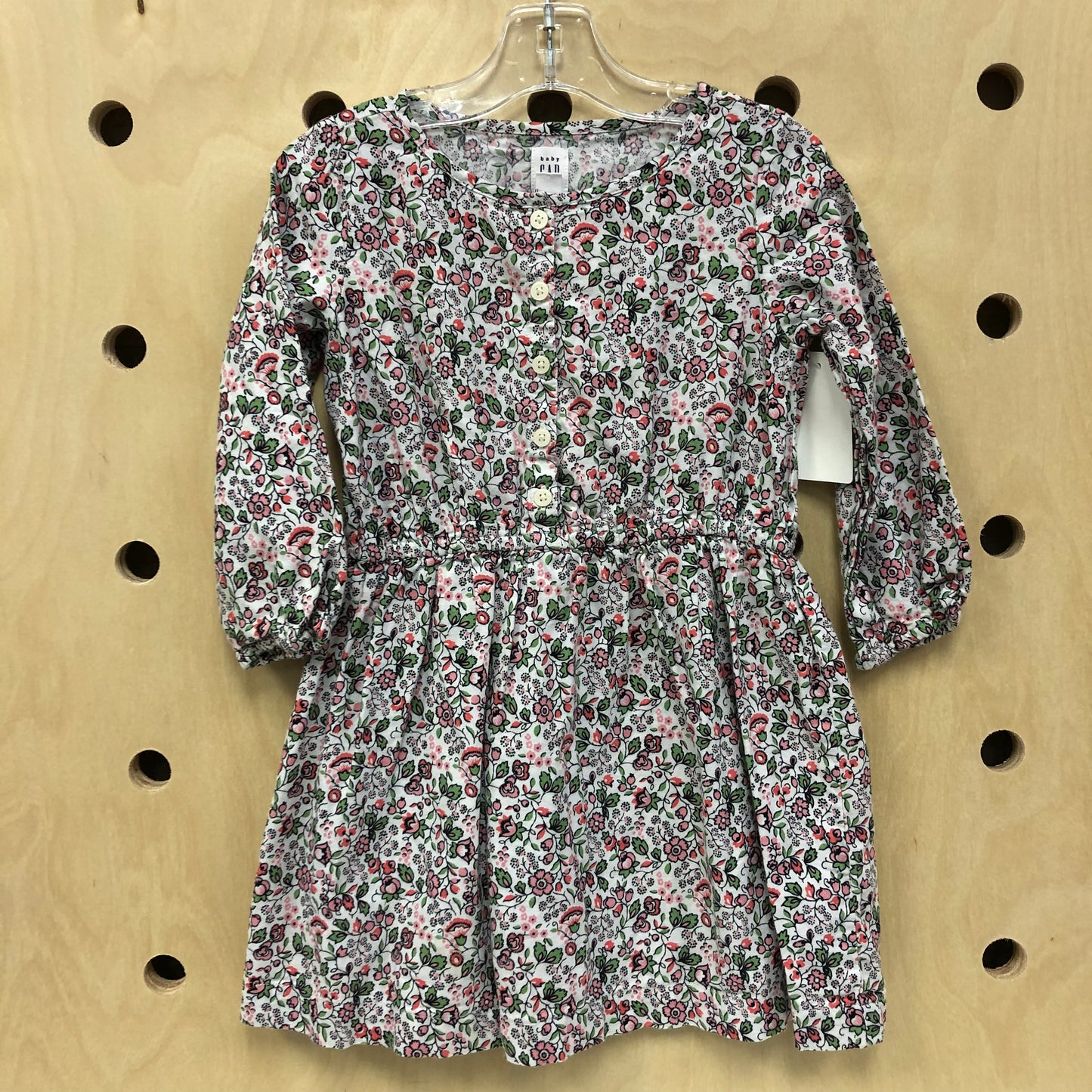Pink + Cream Floral Qtr Dress
