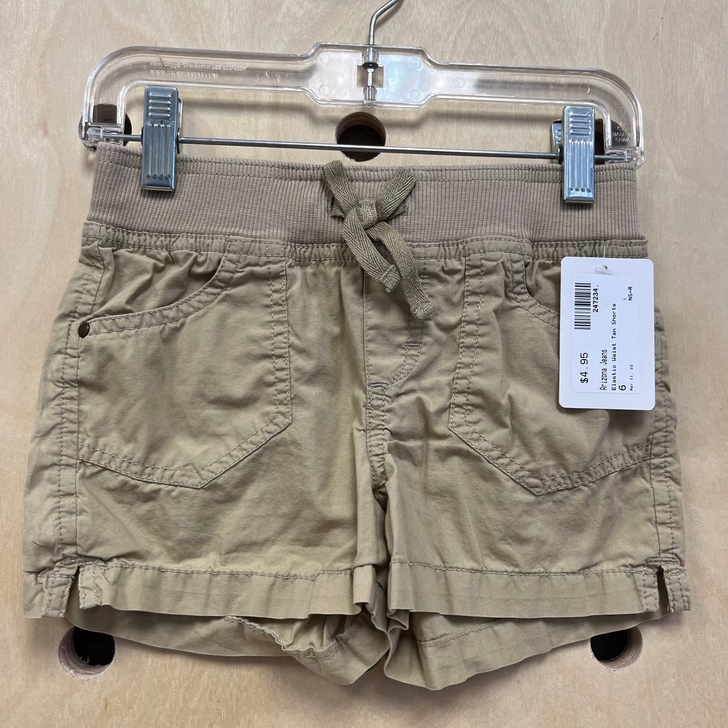 Elastic Waist Tan Shorts
