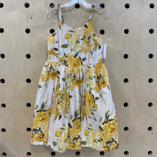 Beige/Yellow Floral Lace Dress