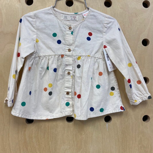 Cream Colorful Polka Top
