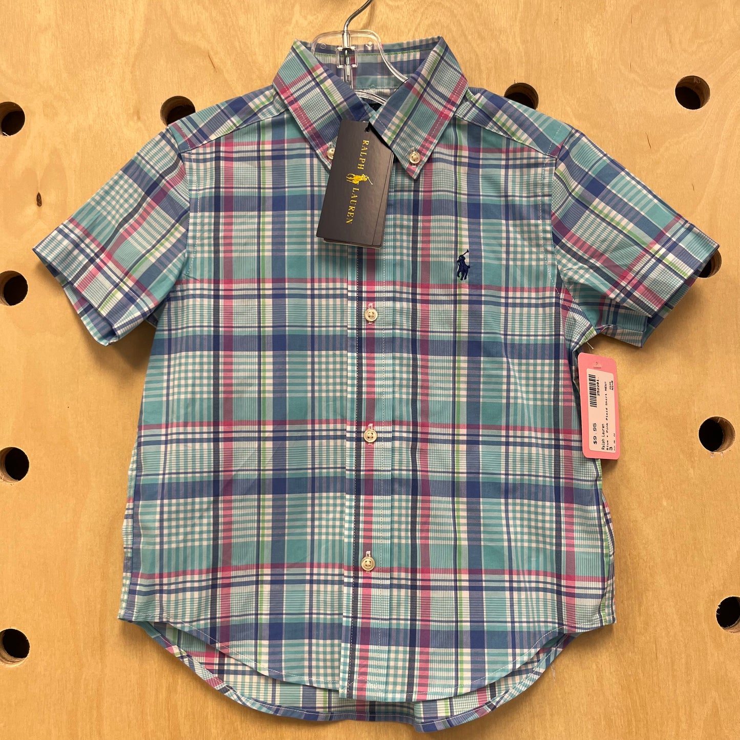 Blue + Pink Plaid Shirt NEW!