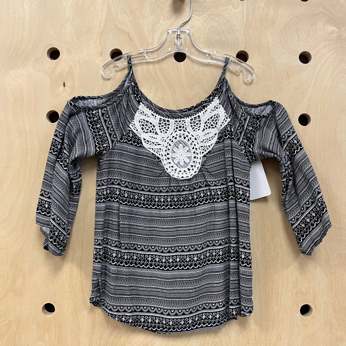 Black+White Cold Shoulder Top