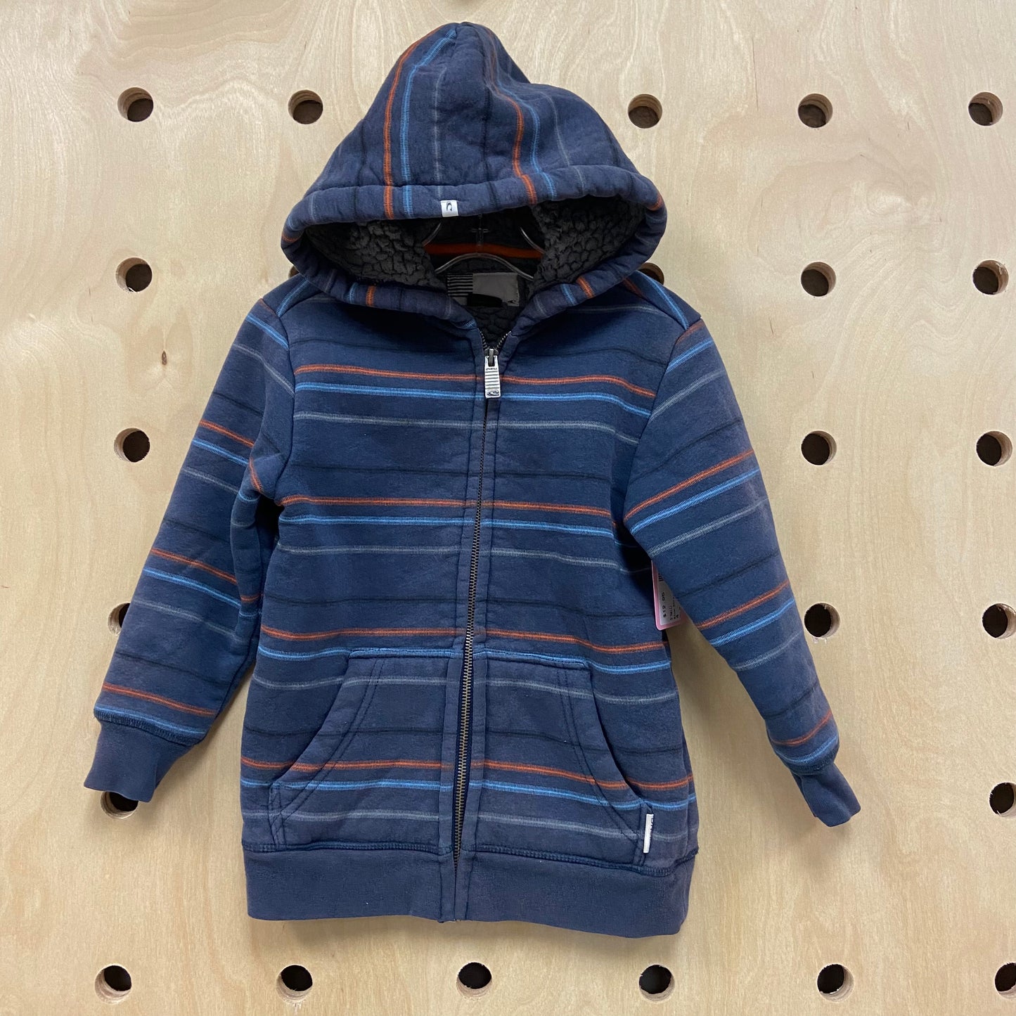 Blue Striped Lined Zip Hoodie