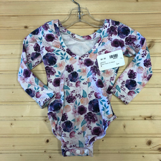 Purple Floral LS Onesie