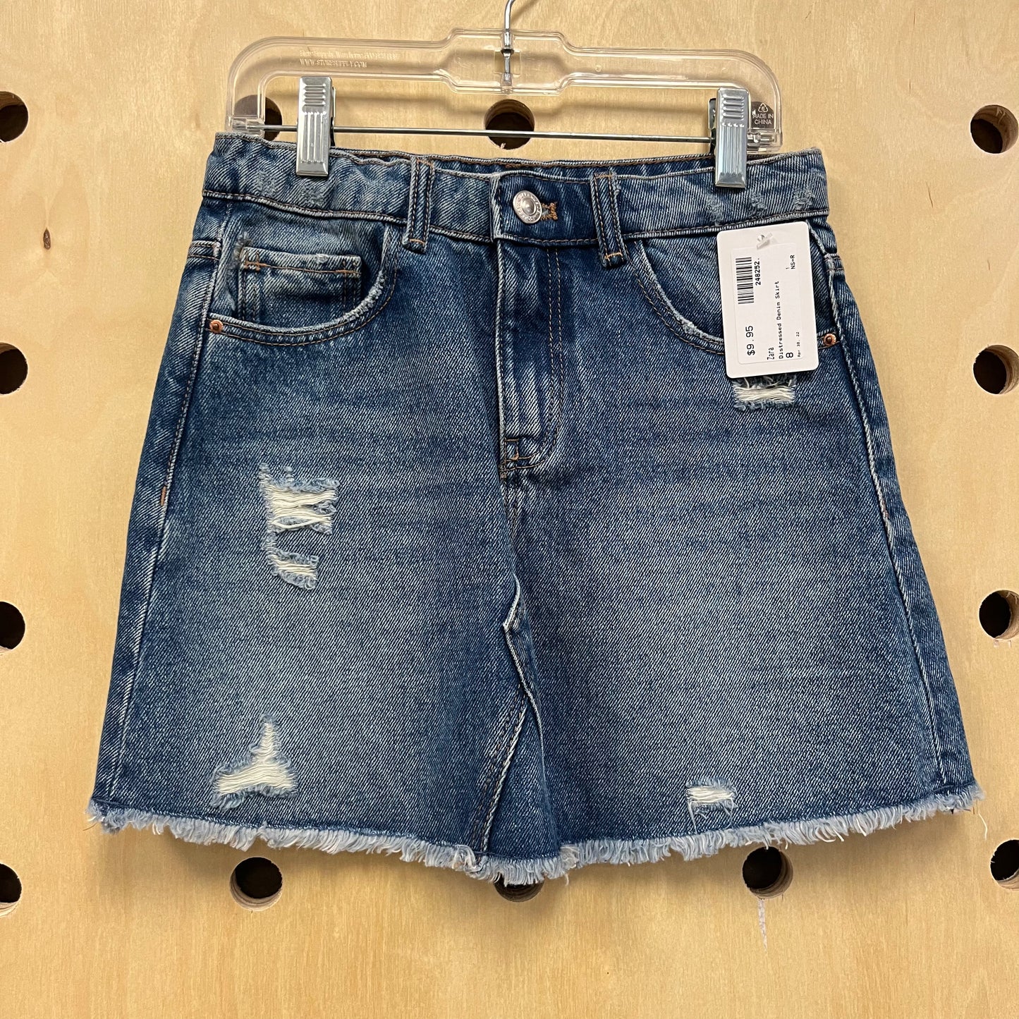 Distressed Denim Skirt