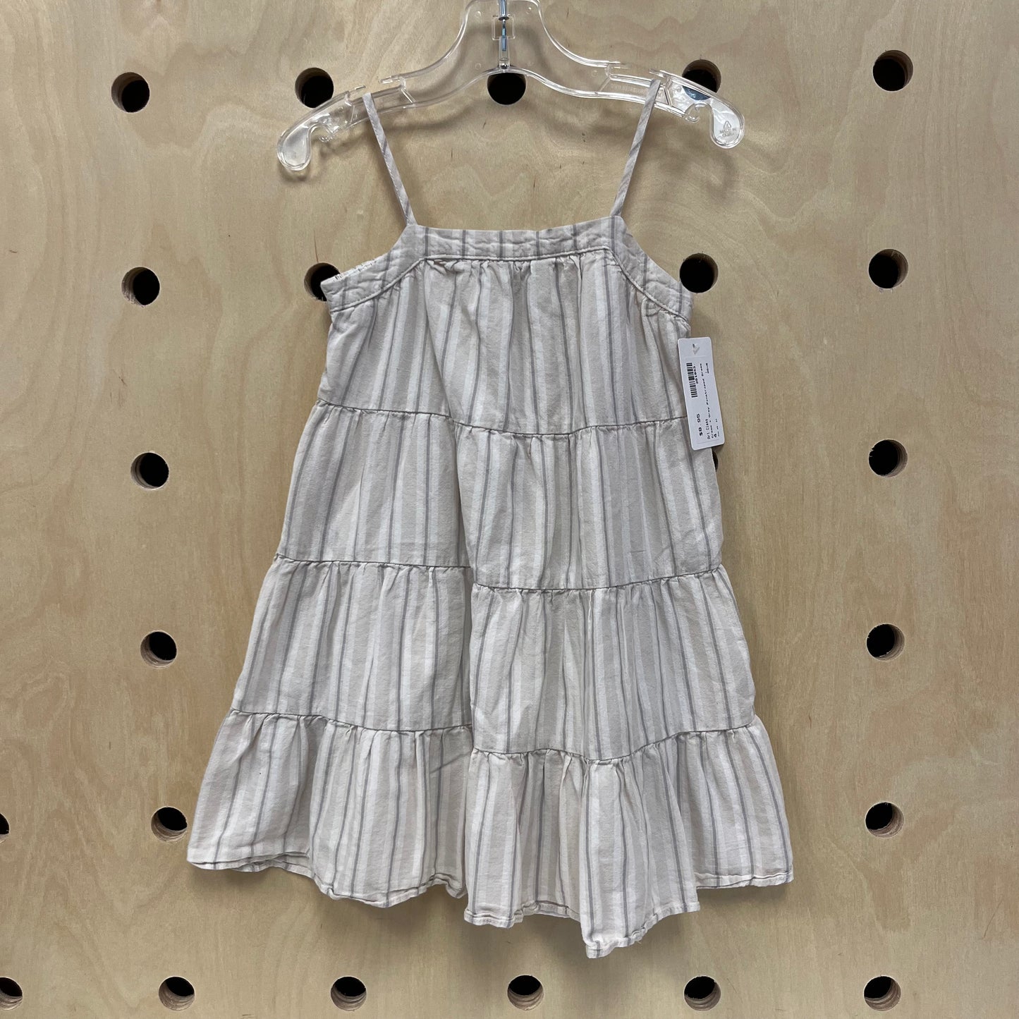 Cream + Grey Pinstriped Dress
