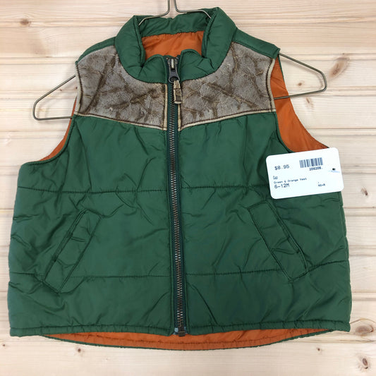 Green & Orange Leather Trim Vest