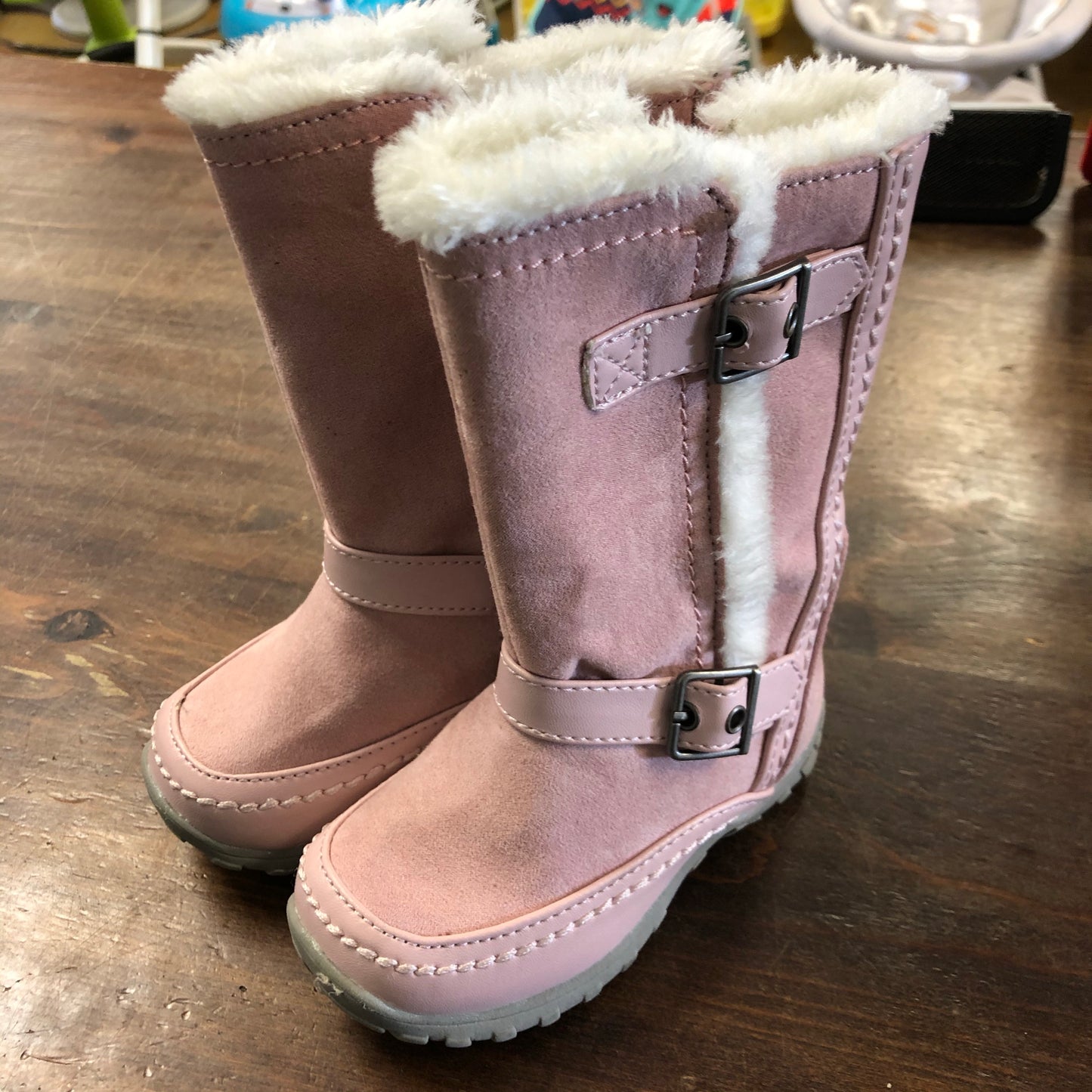 Pink Faux Fur Tall Boots