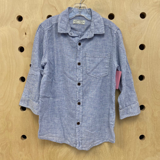 Blue + White Linen Blend Shirt