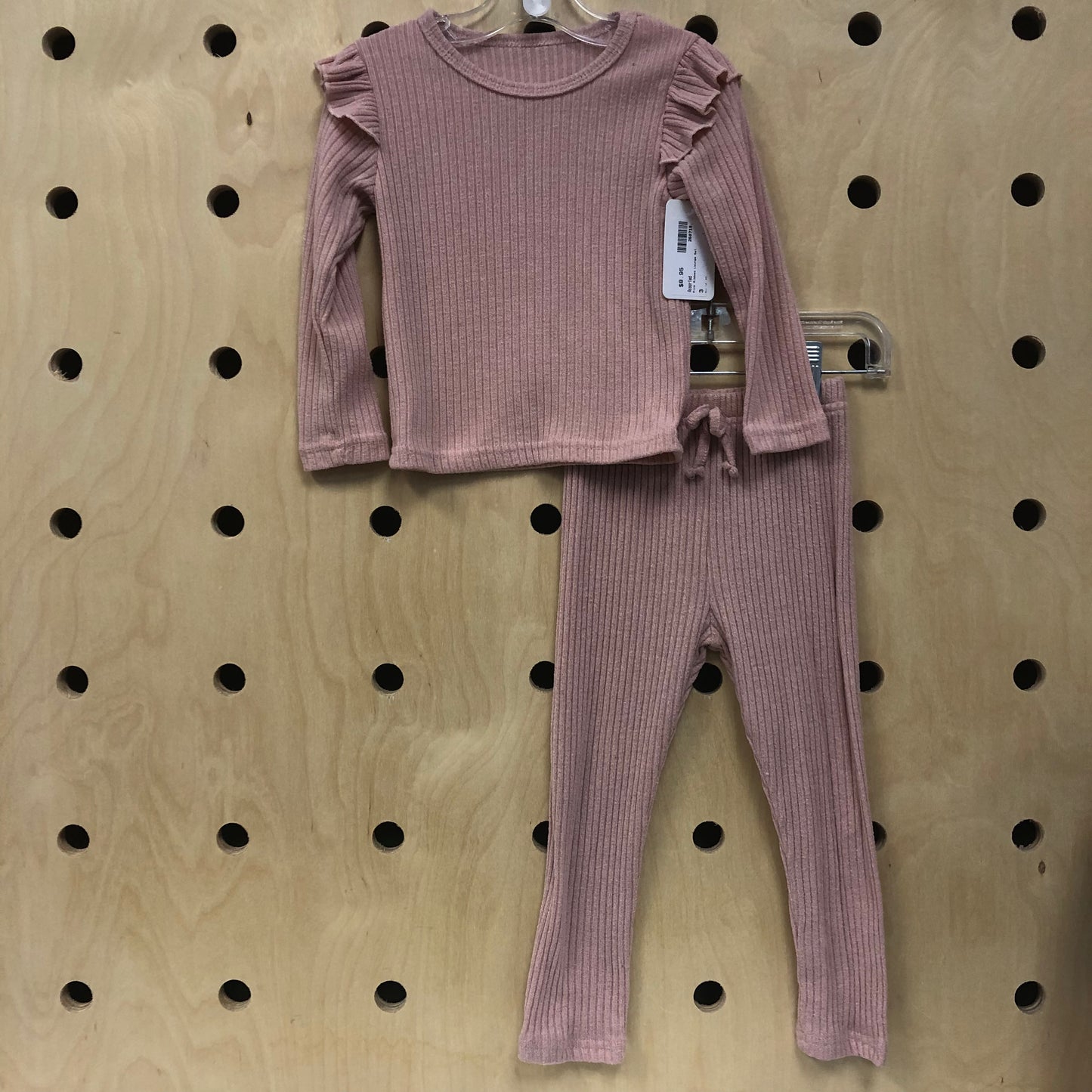 Pink Ribbed Lounge Set