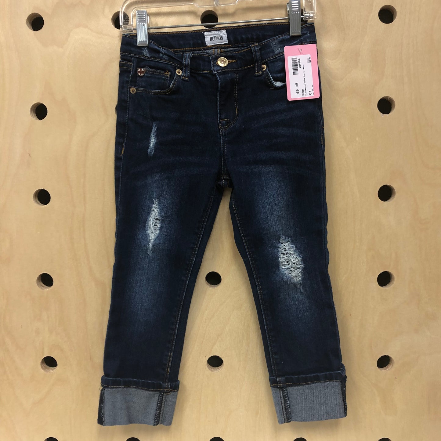 Distressed Denim Capri Jeans
