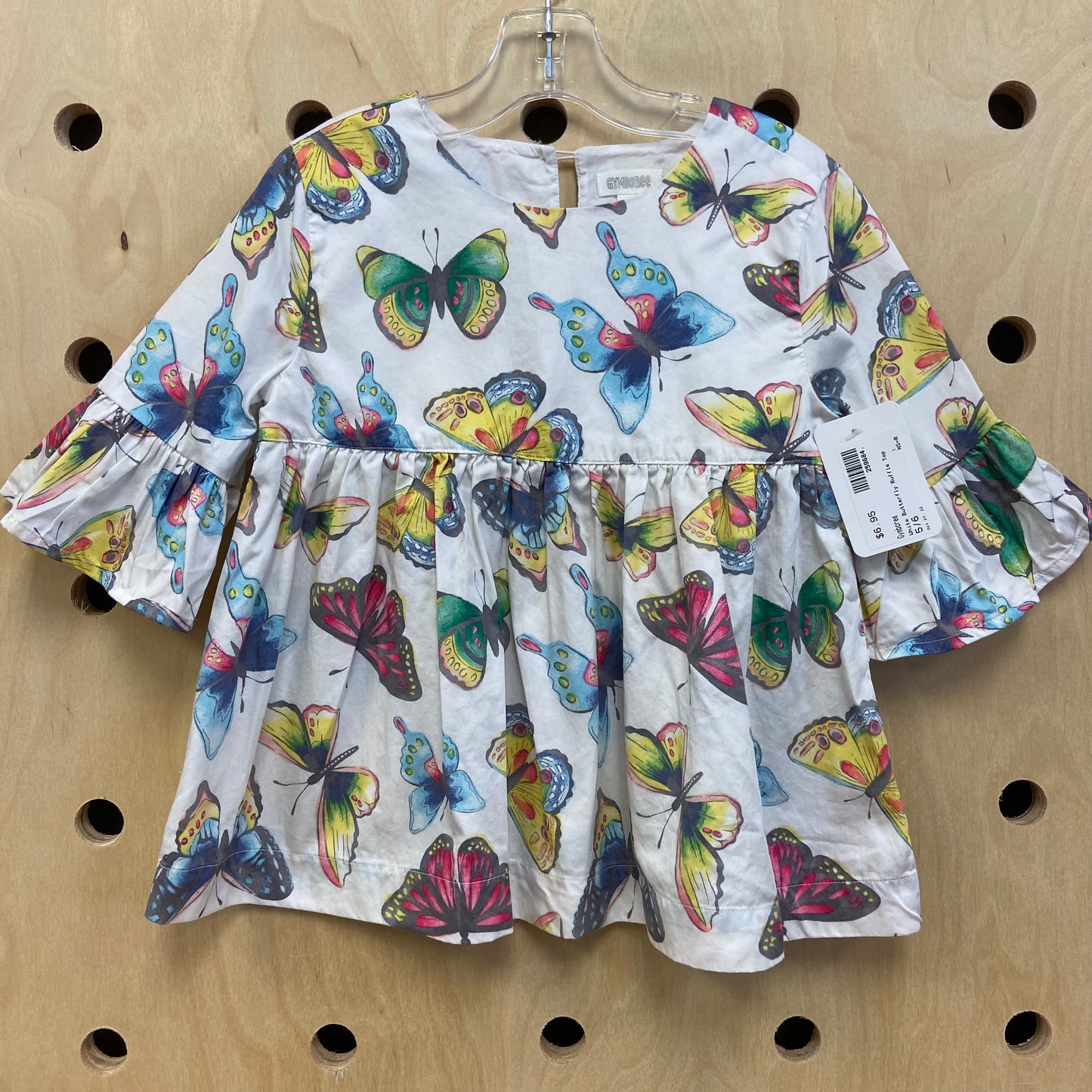 White Butterfly Ruffle Top