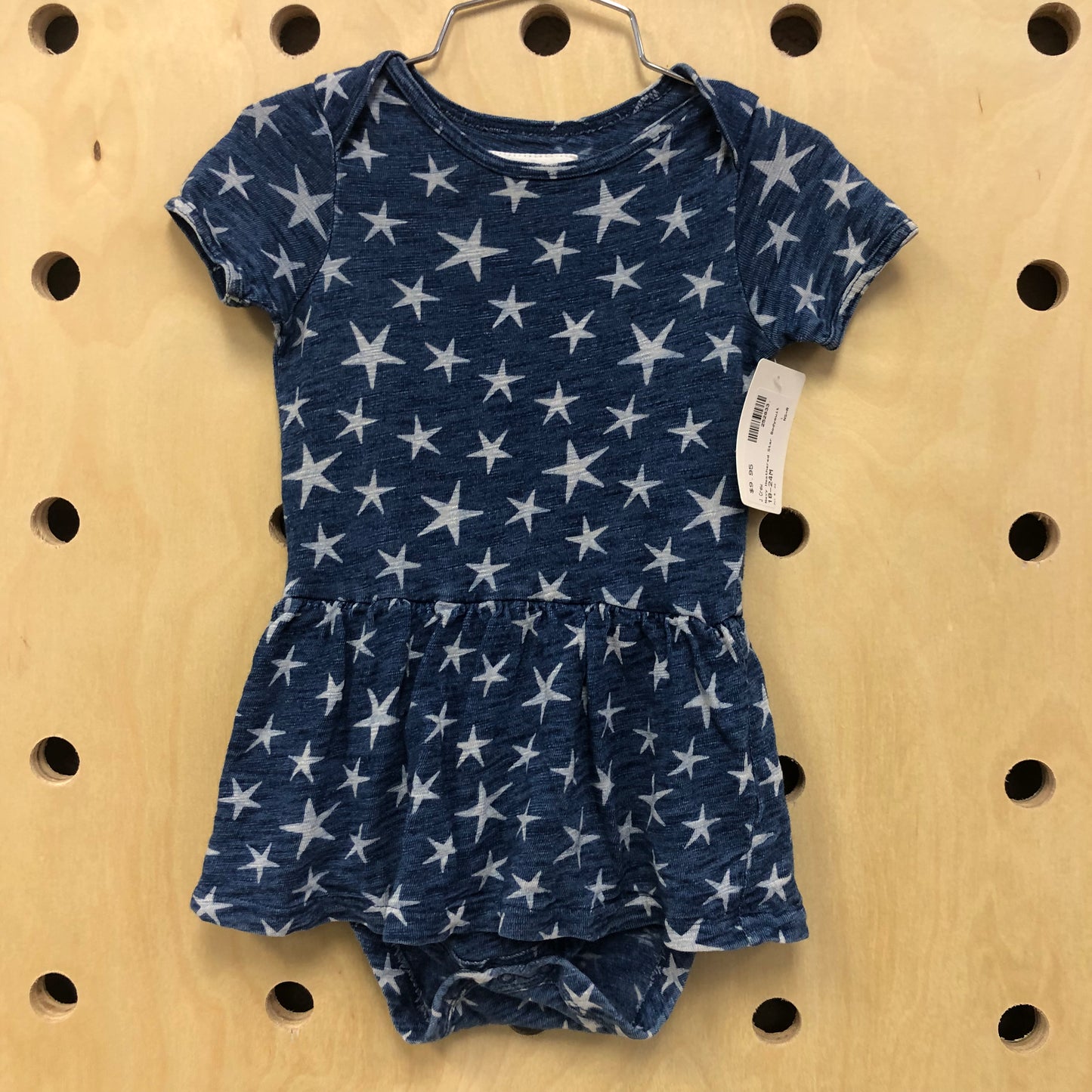 Navy Heathered Star Ruffle Bodysuit