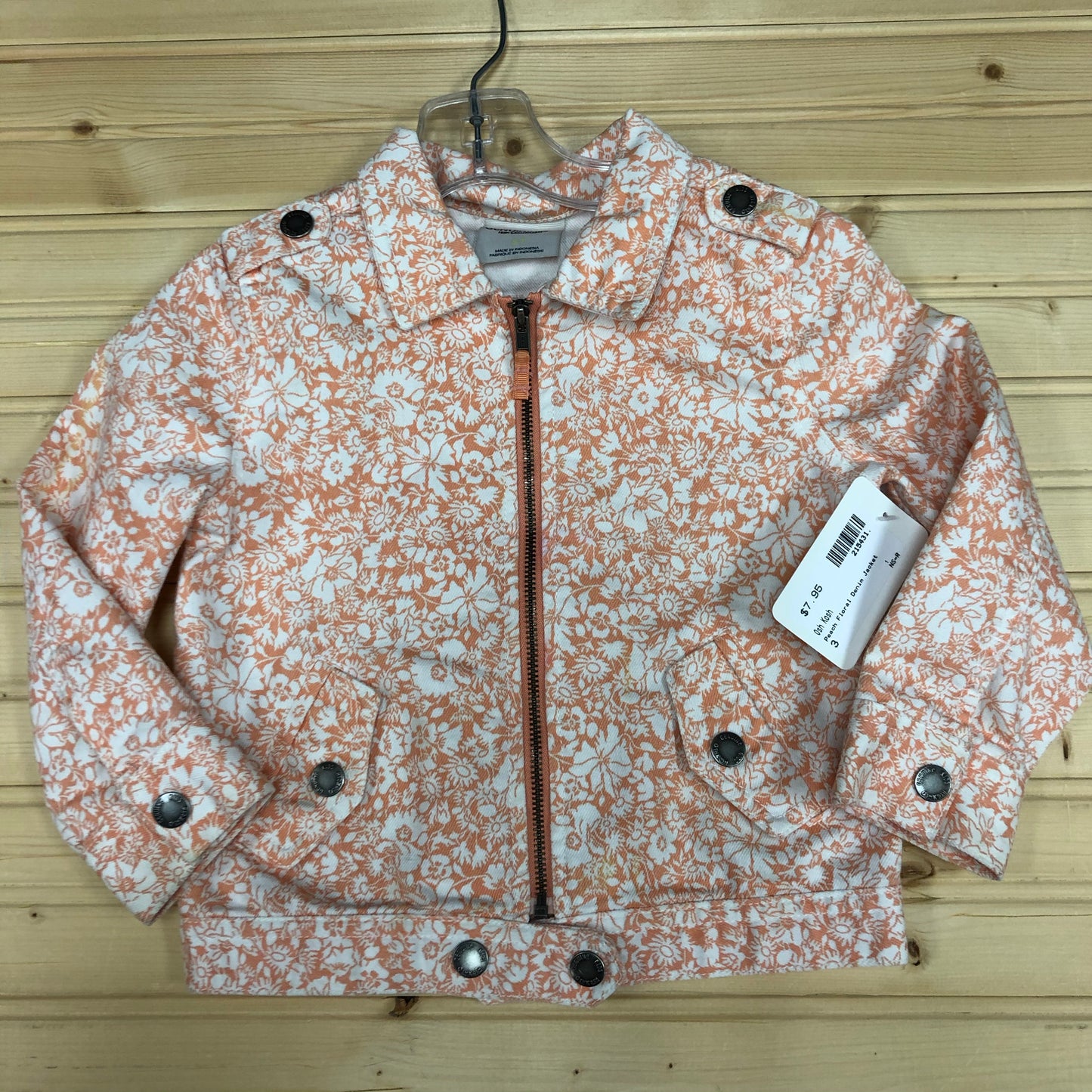 Peach Floral Denim Jacket