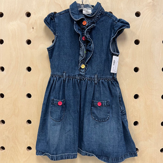 Denim Ruffle Button Dress