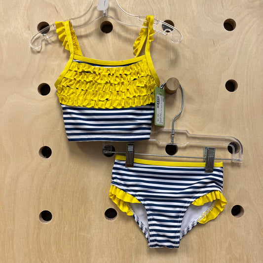 Yellow & Blue Striped Swimsuit