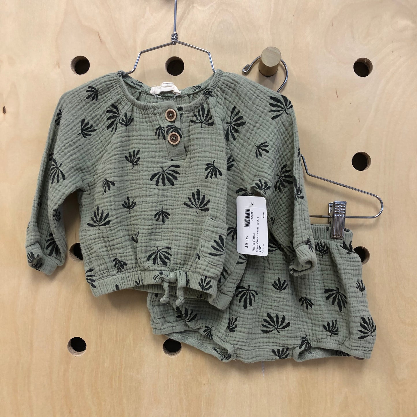 Green Floral Gauze Outfit