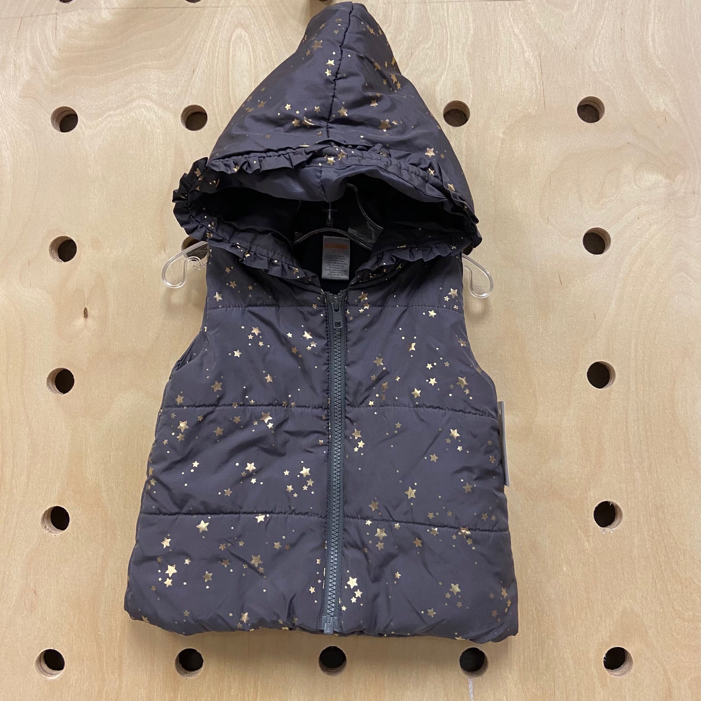 Grey + Gold Stars Puffer Vest