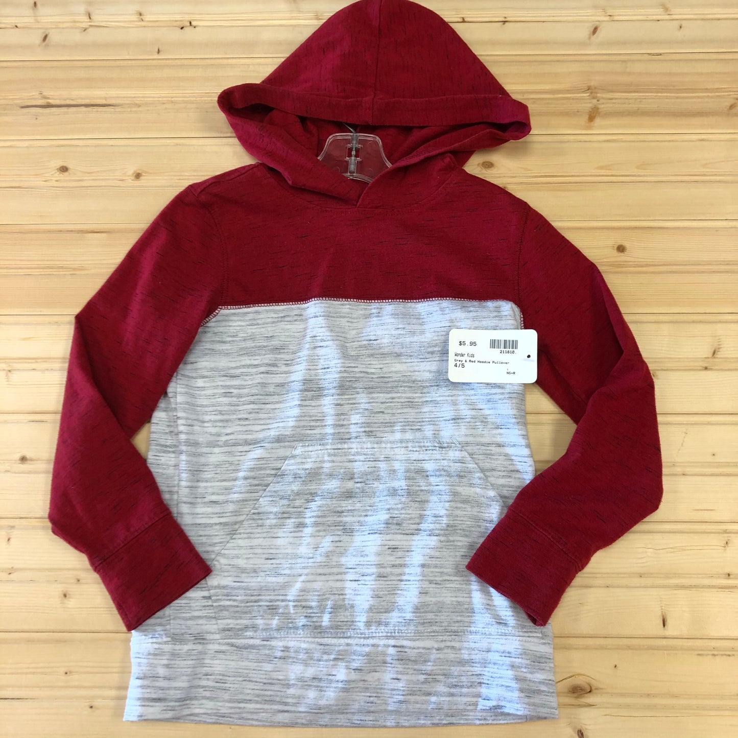 Grey & Red Hoodie Pullover