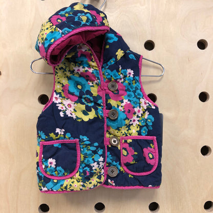 Blue Floral Reversible Vest