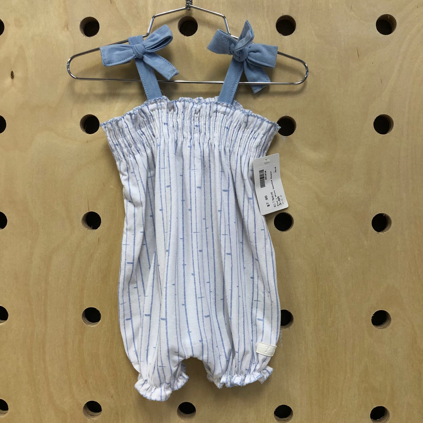 Blue + White Smocked Romper