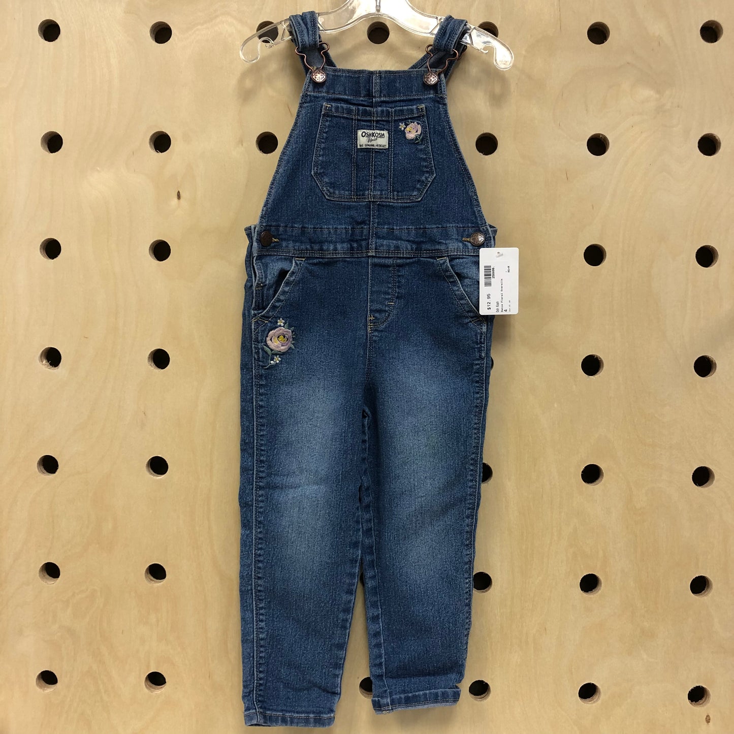 Denim Floral Overalls