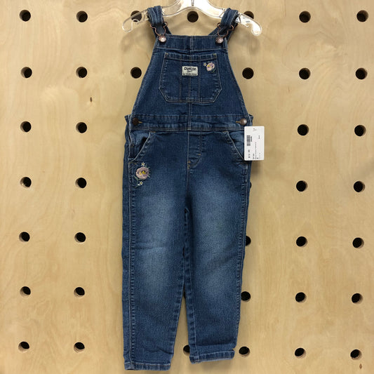 Denim Floral Overalls
