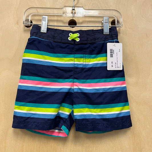 Navy Striped Swim Trunks