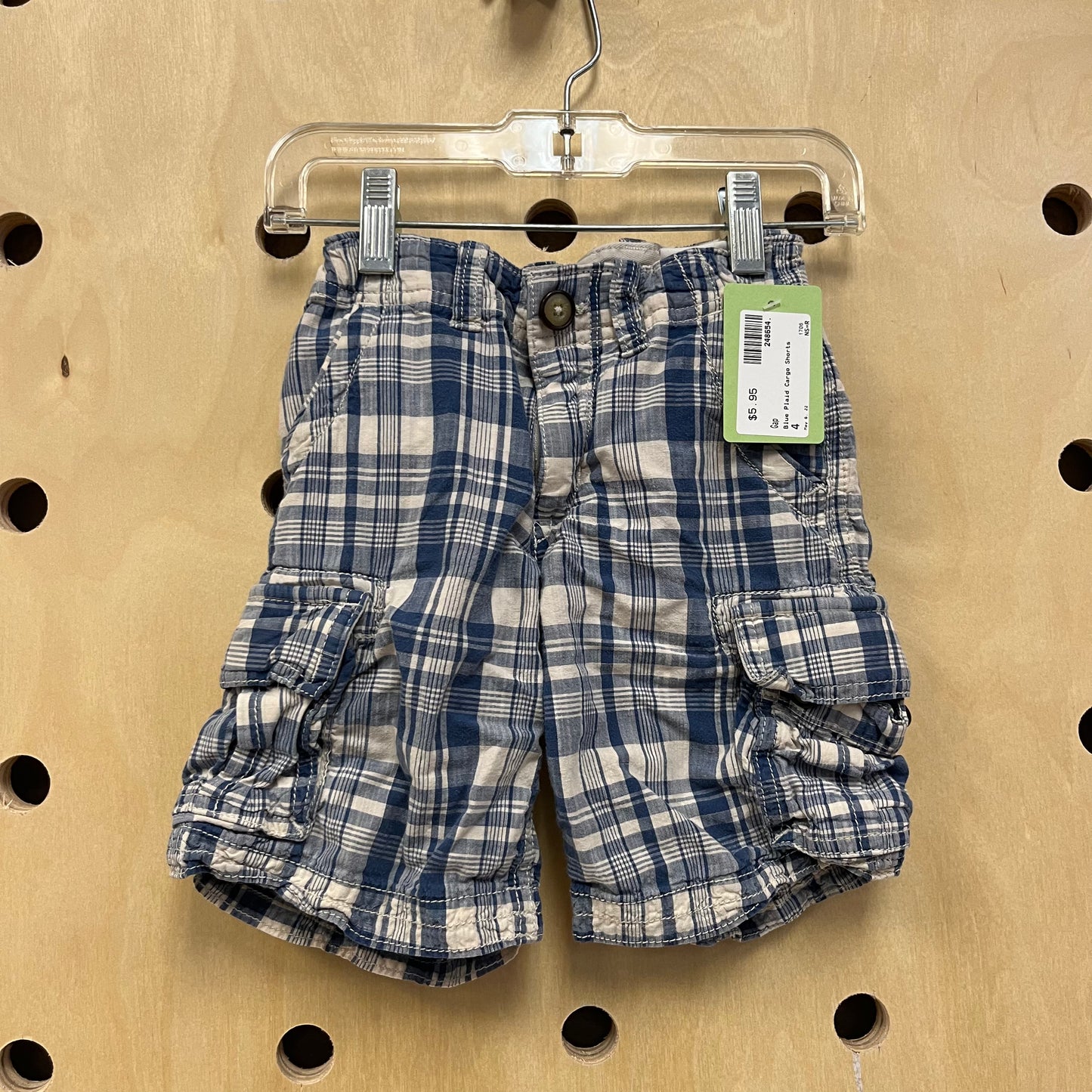 Blue Plaid Cargo Shorts