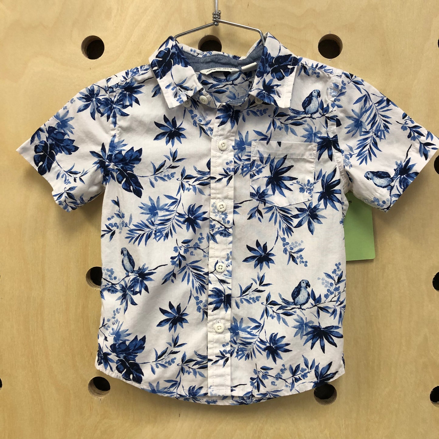 White & Blue Palm Leaf Shirt