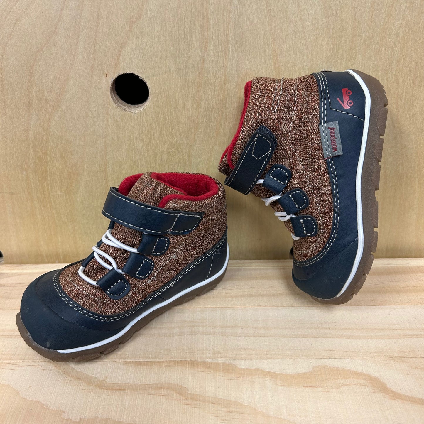 Brown & Blue Velcro Boots