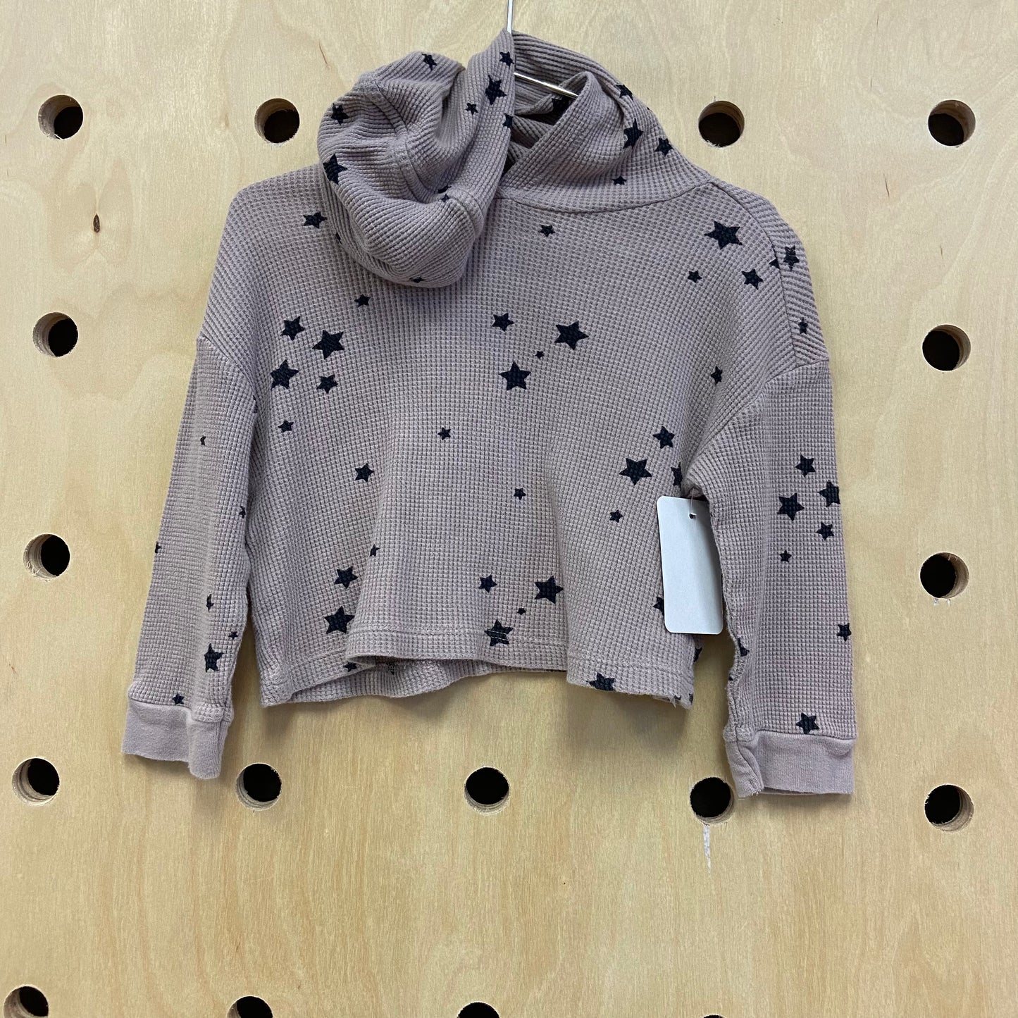 Waffle Taupe Stars Crop Hoodie