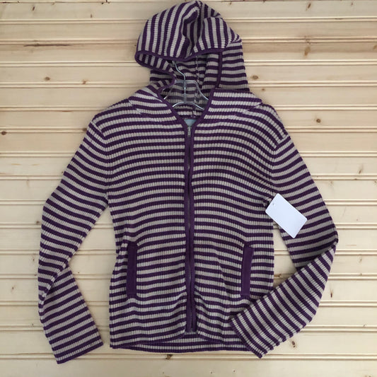 Purple Stripped Knit Hoodie