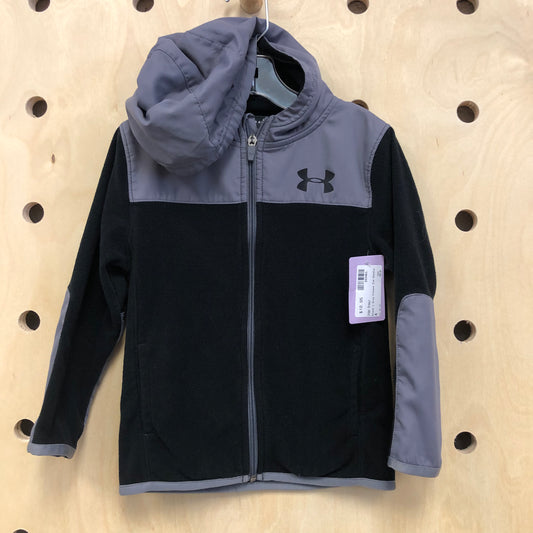 Black + Grey Fleece Zip Hoodie