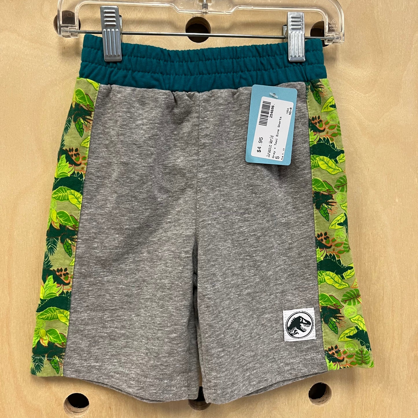 Grey + Teal Dino Shorts