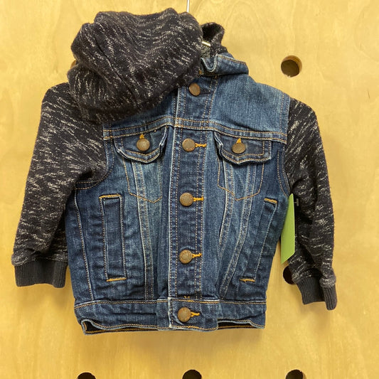 Denim Knit Hood Jacket