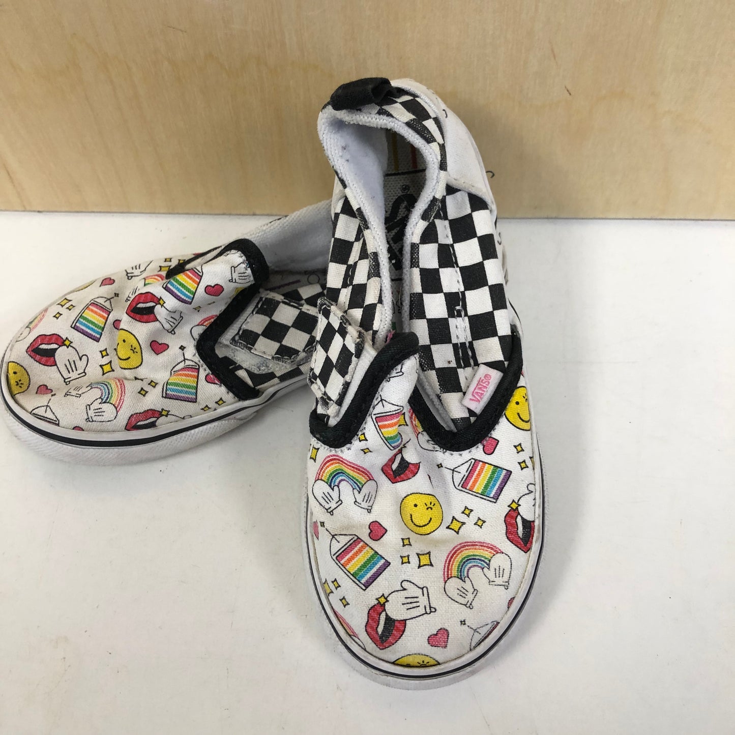 Checkered Emoji Slip Ons