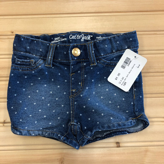 Polka Dot Soft Denim Shorts