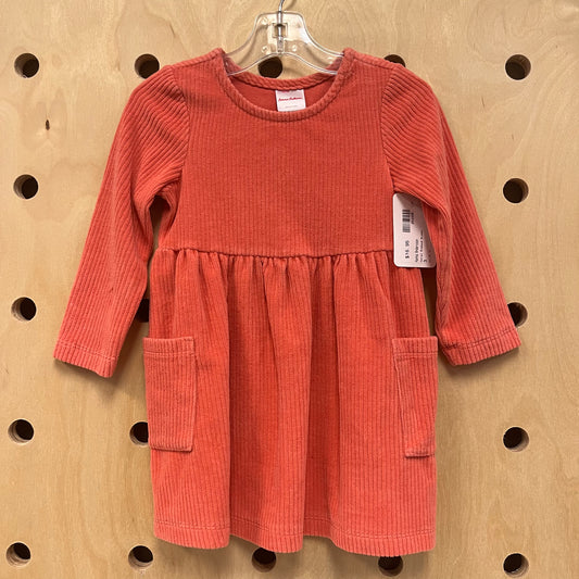 Coral Ribbed Dress