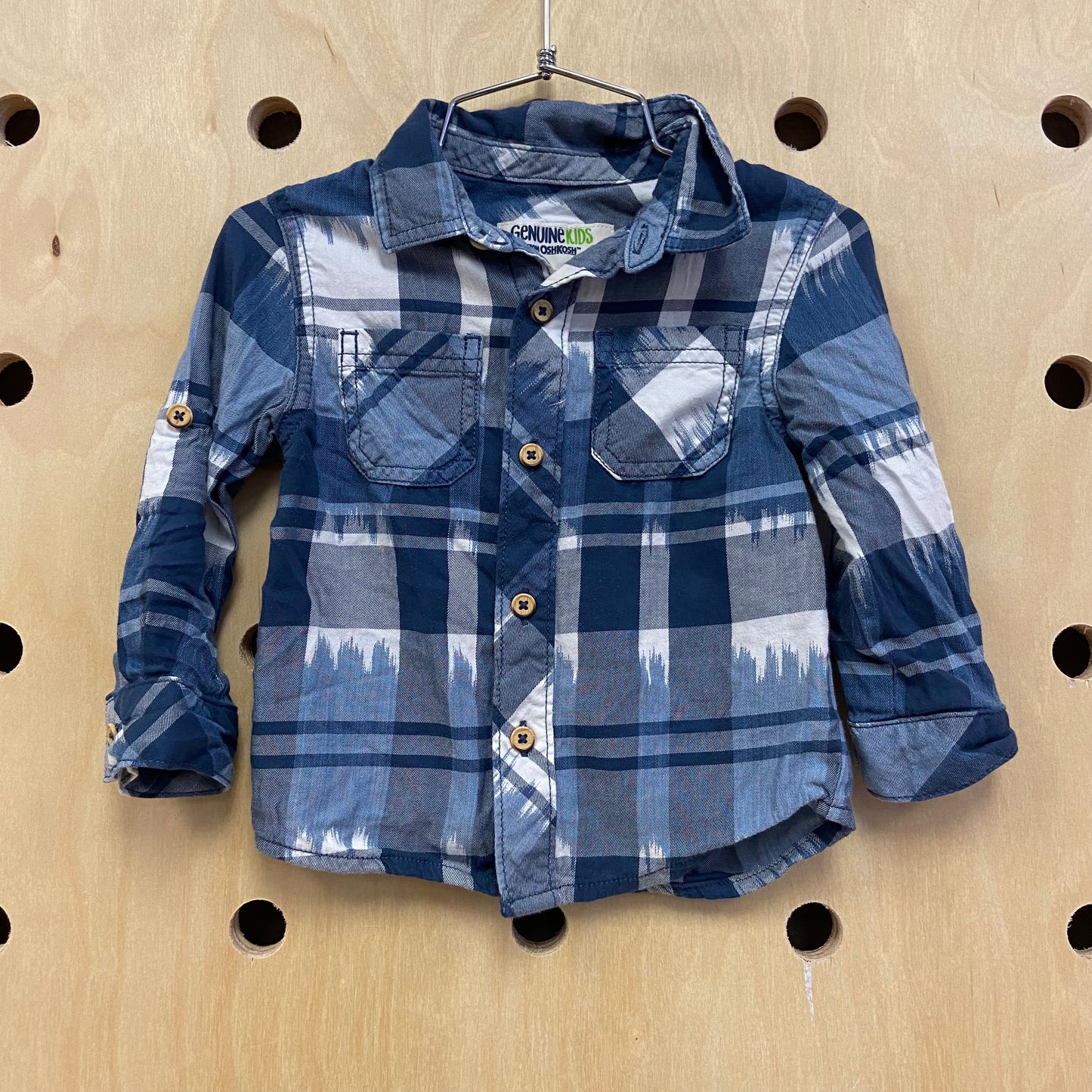 Blue+White Plaid Button Up