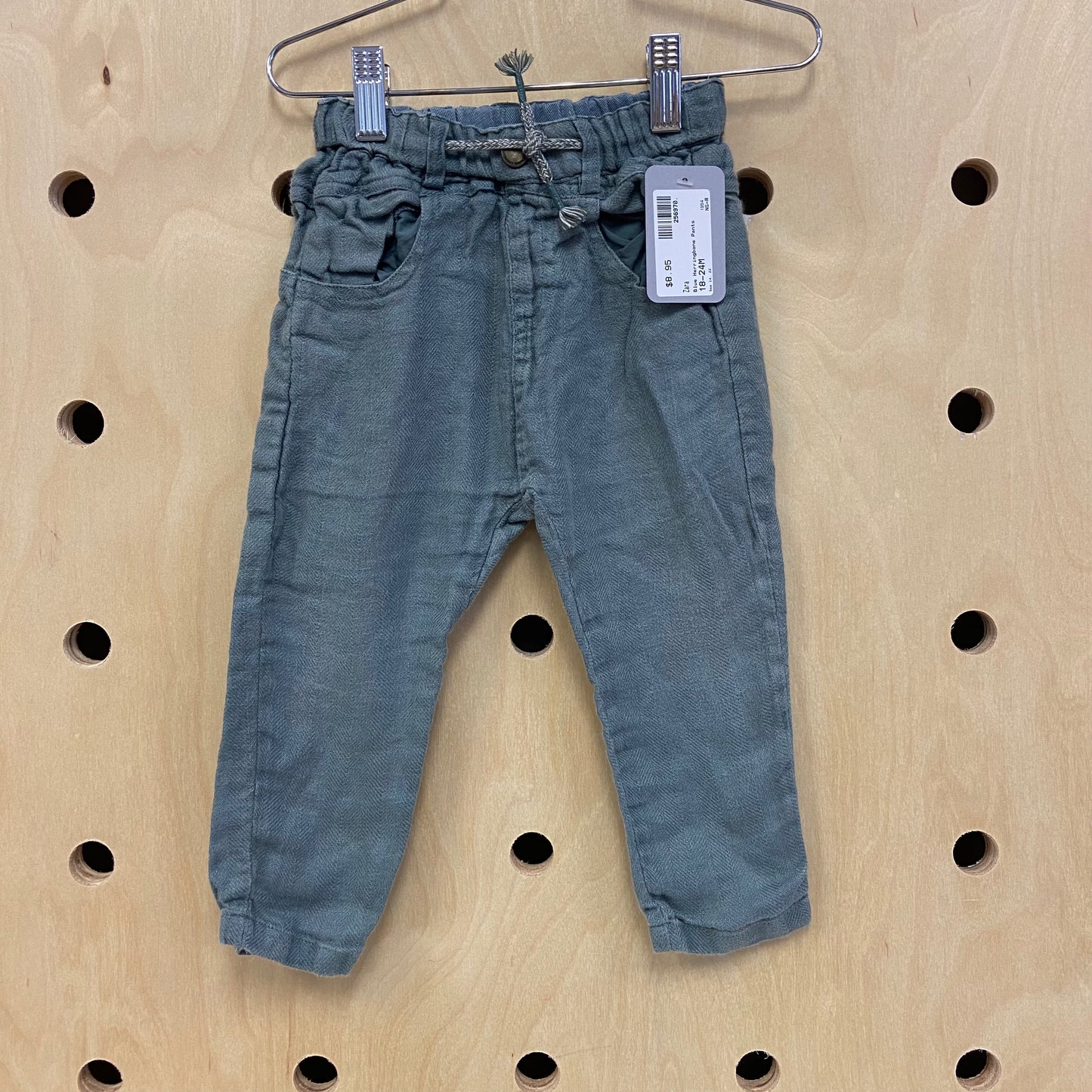 Blue Herringbone Pants