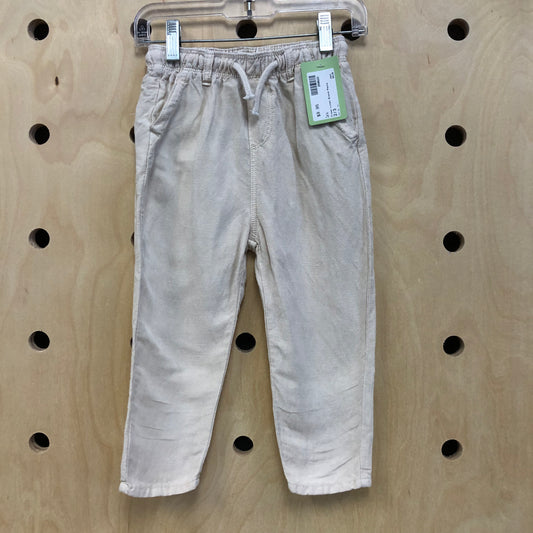 Cream Linen Blend Pants